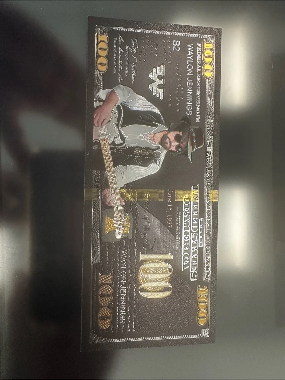 Novelty Black Collector Gold Foil 100 Bill Collection- Music Legends Design